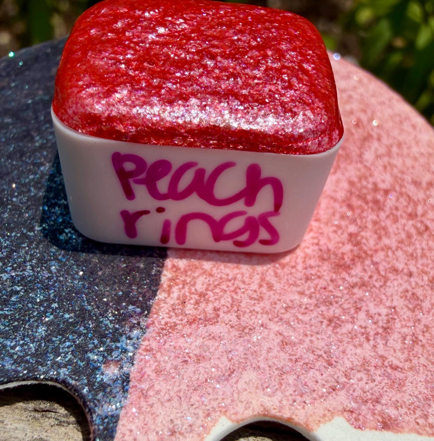 Peach Rings | Large Particle Mica | Handmade Watercolors | Handmade Paint | Watercolors | Watercolor Artist | Handmade Watercolor |