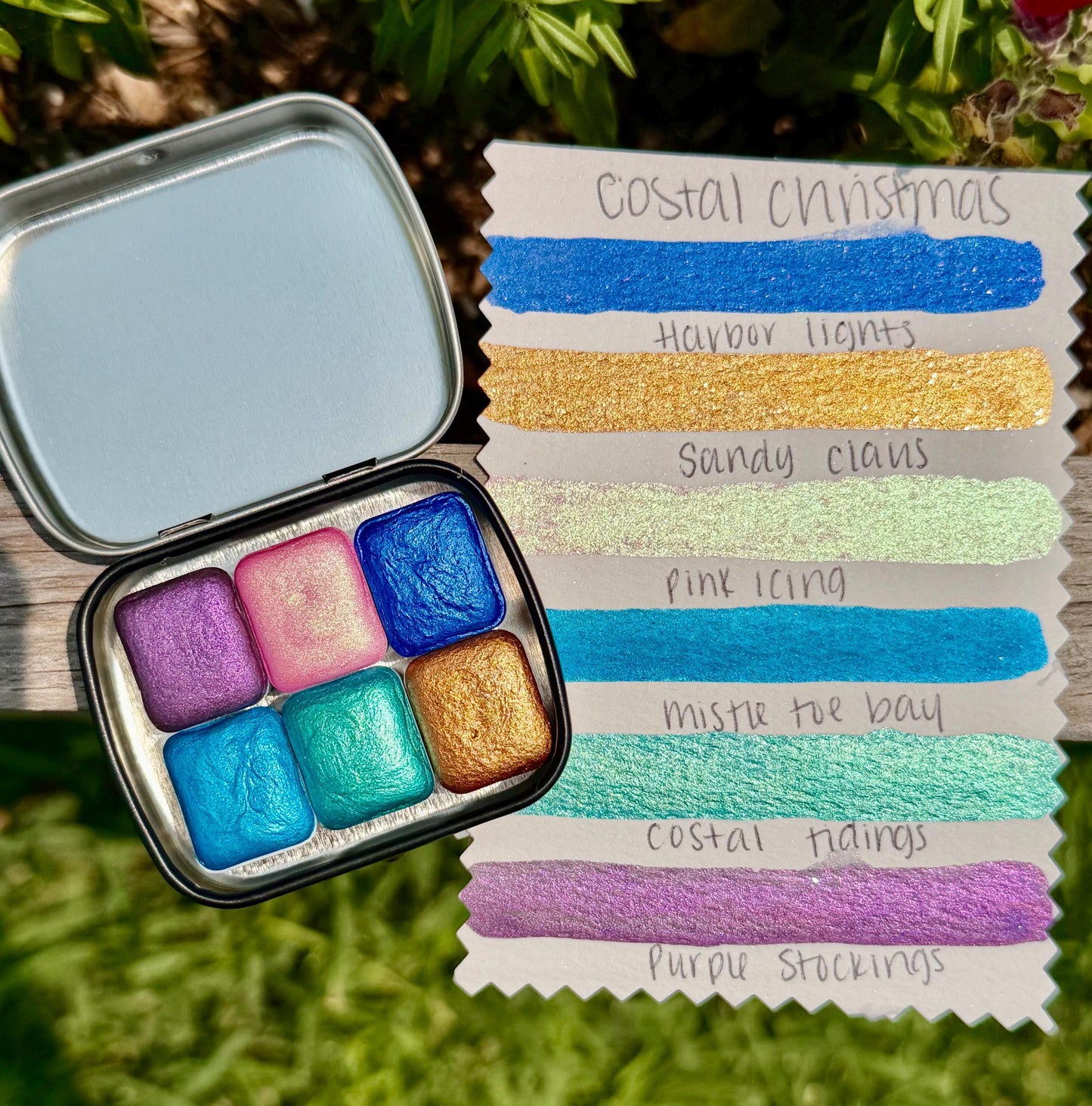 Costal Tidings Set OR Singles | Handmade Watercolors | Handmade Paint | Shimmer Paint | Colorshift | Shimmer Watercolors | Tin WITH Set