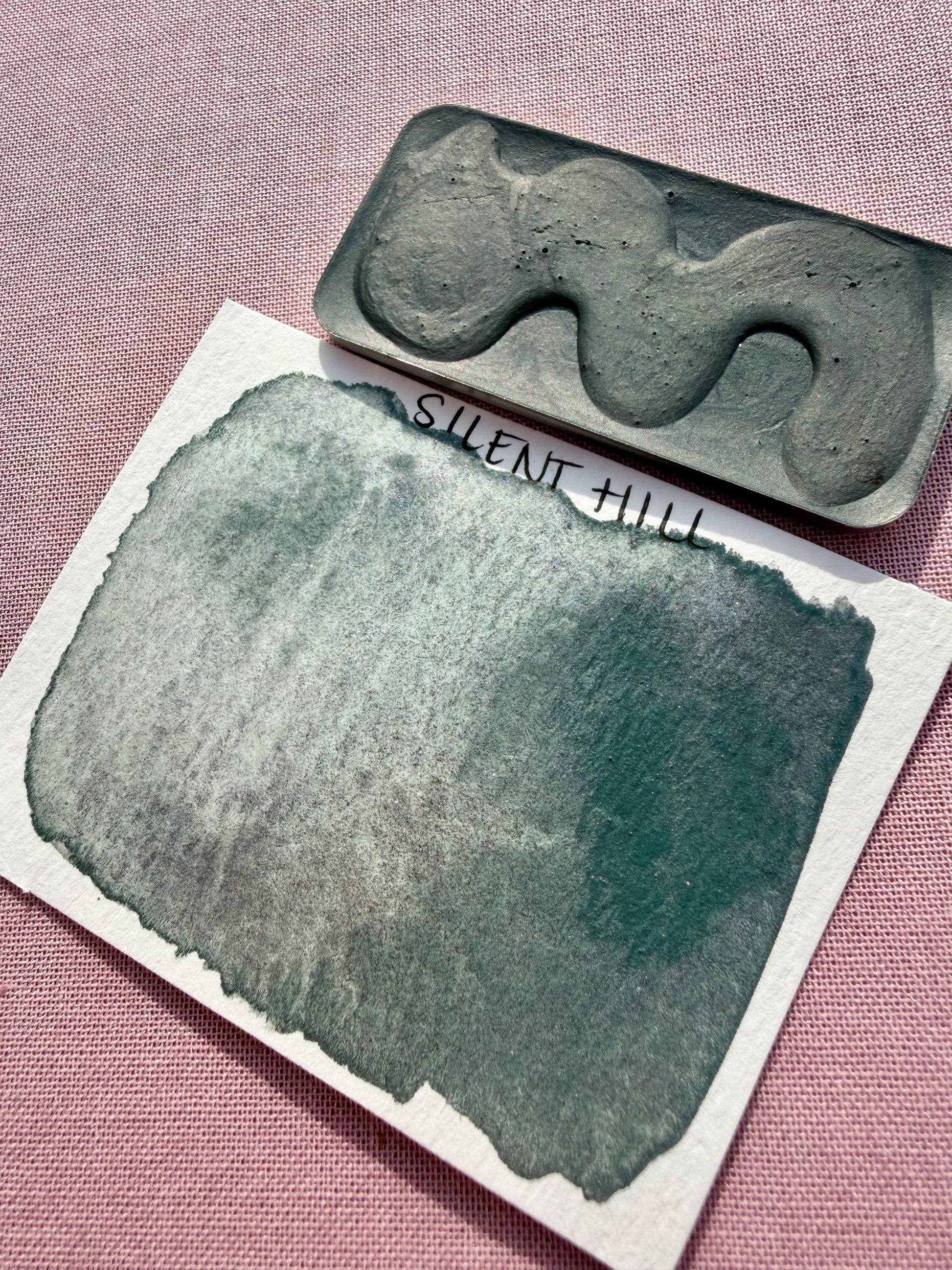 Silent Hill | Limited Color | Matte and Shimmer Blend | XL Metal Squiggle Pan | Handmade Paint | Watercolors | Watercolor |