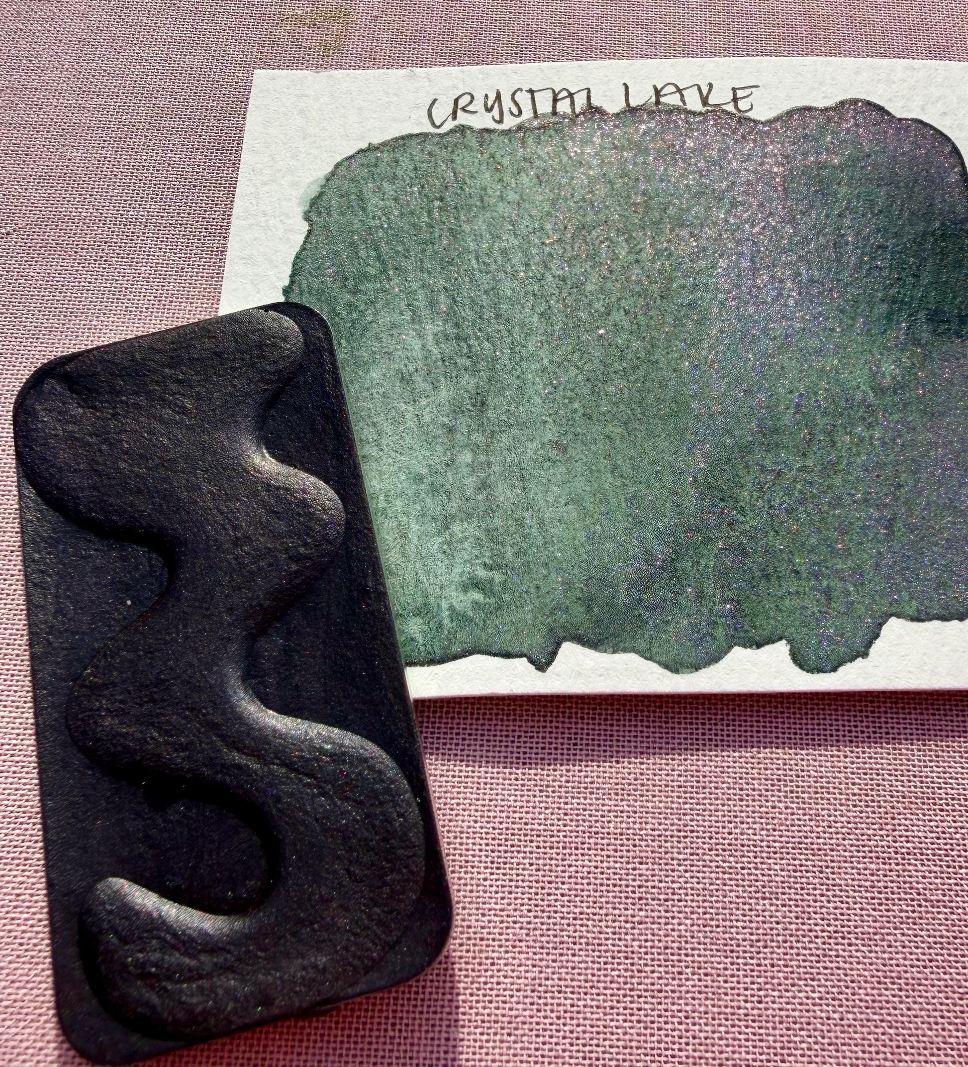 Crystal Lake | Limited Color | Matte and Shimmer Blend | XL Metal Squiggle Pan | Handmade Paint | Watercolors | Watercolor |