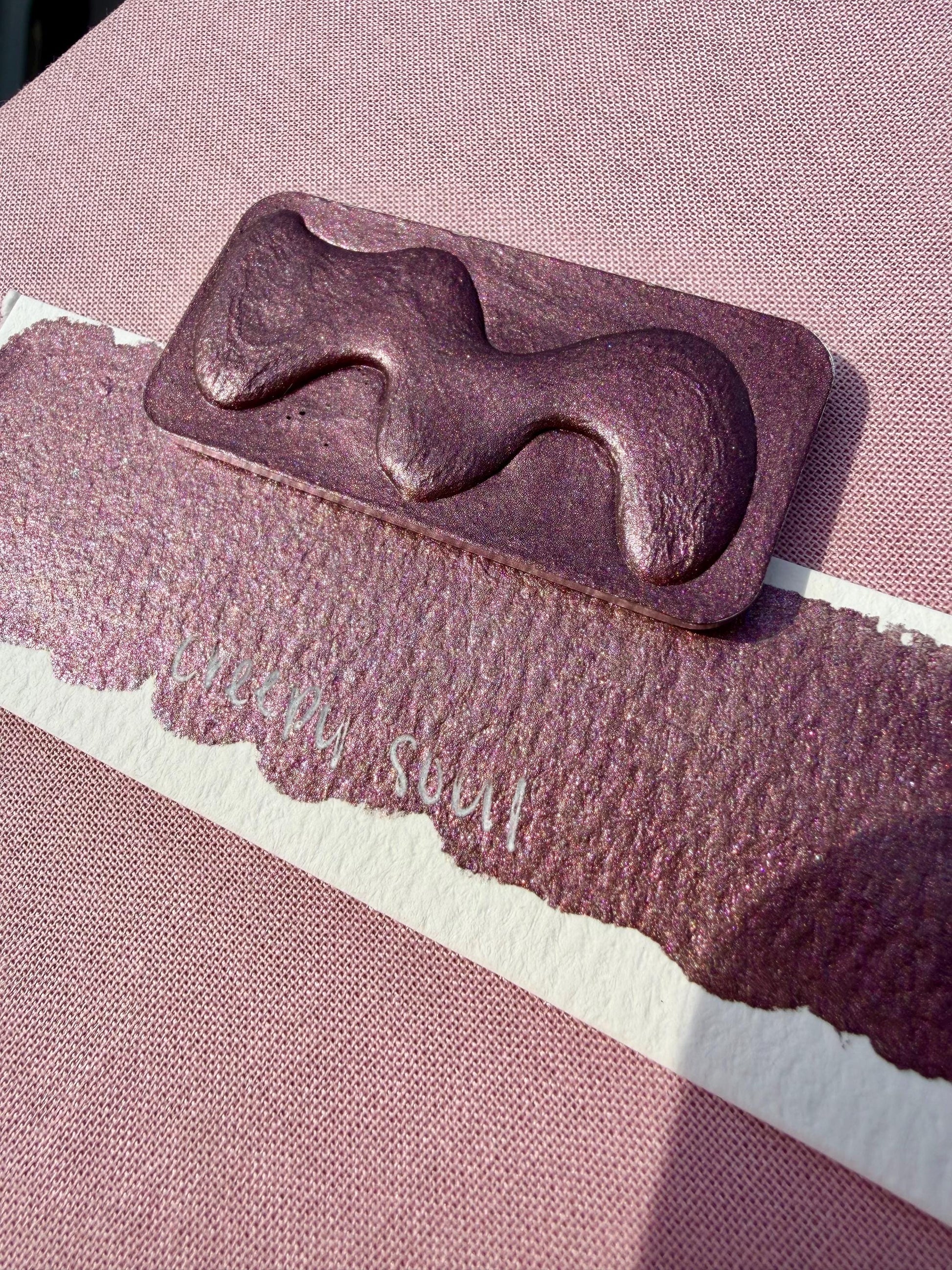 Creepy Soul | Limited Color | Matte and Shimmer Blend | XL Metal Squiggle Pan | Handmade Paint | Watercolors | Watercolor |
