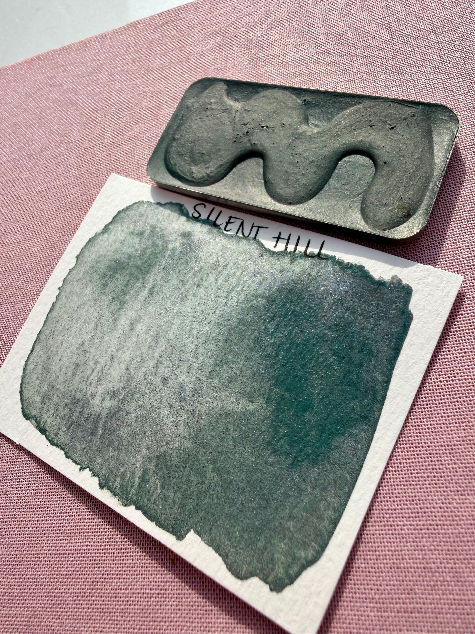 Silent Hill | Limited Color | Matte and Shimmer Blend | XL Metal Squiggle Pan | Handmade Paint | Watercolors | Watercolor |