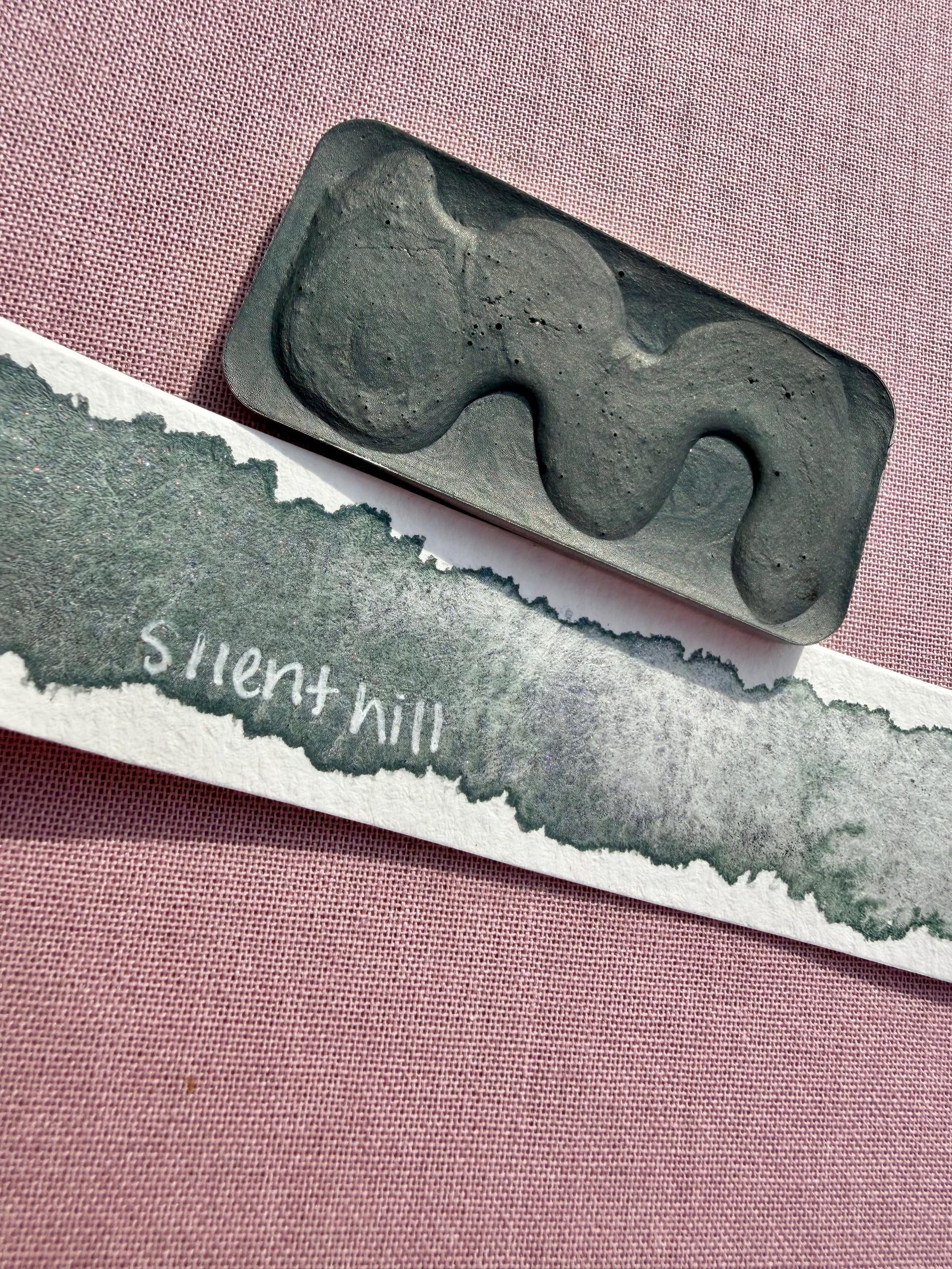 Silent Hill | Limited Color | Matte and Shimmer Blend | XL Metal Squiggle Pan | Handmade Paint | Watercolors | Watercolor |