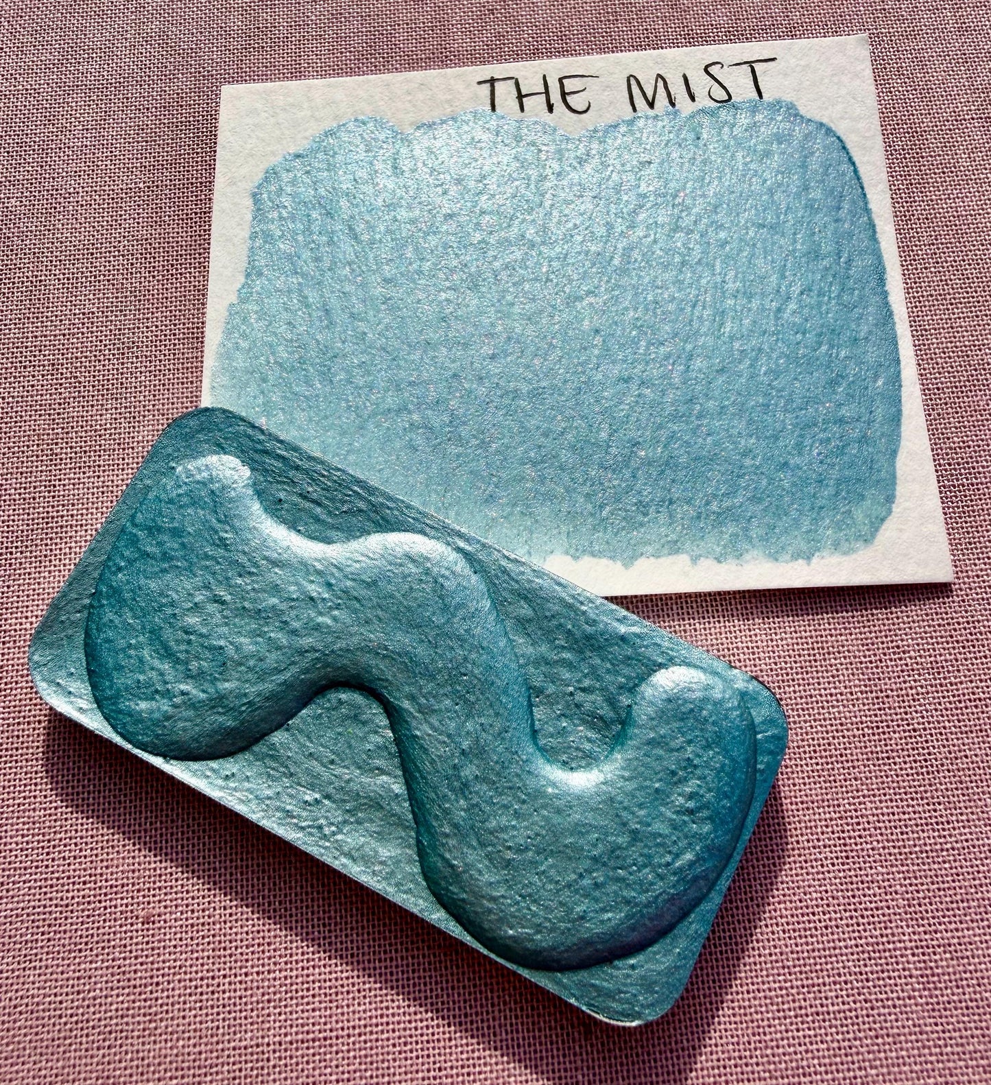 The Mist | Limited Color | Matte and Shimmer Blend | XL Metal Squiggle Pan | Handmade Paint | Watercolors | Watercolor |