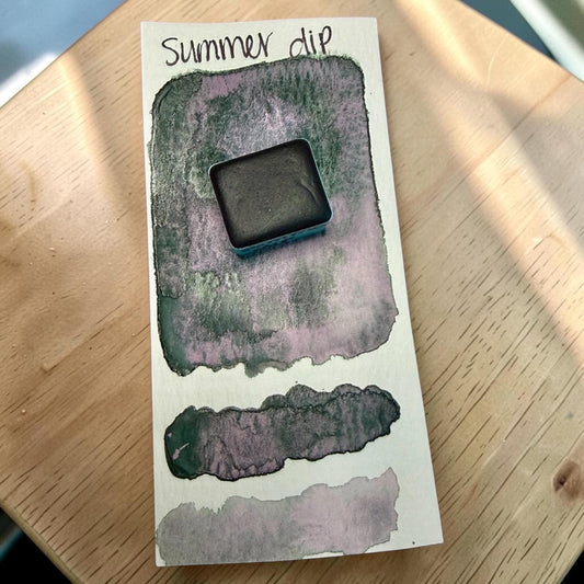 Summer Dip | Handmade Watercolors | GRANULATING | Handmade Cards | Watercolor Florals | Matte Pigment | Half Pans