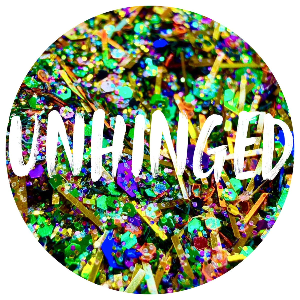 Unhinged | Handmade Custom Glitter Mix | Fine, Chunky, Holographic & Specialty Glitter | Craft Glitter | .5 oz, 1 oz, 2 oz
