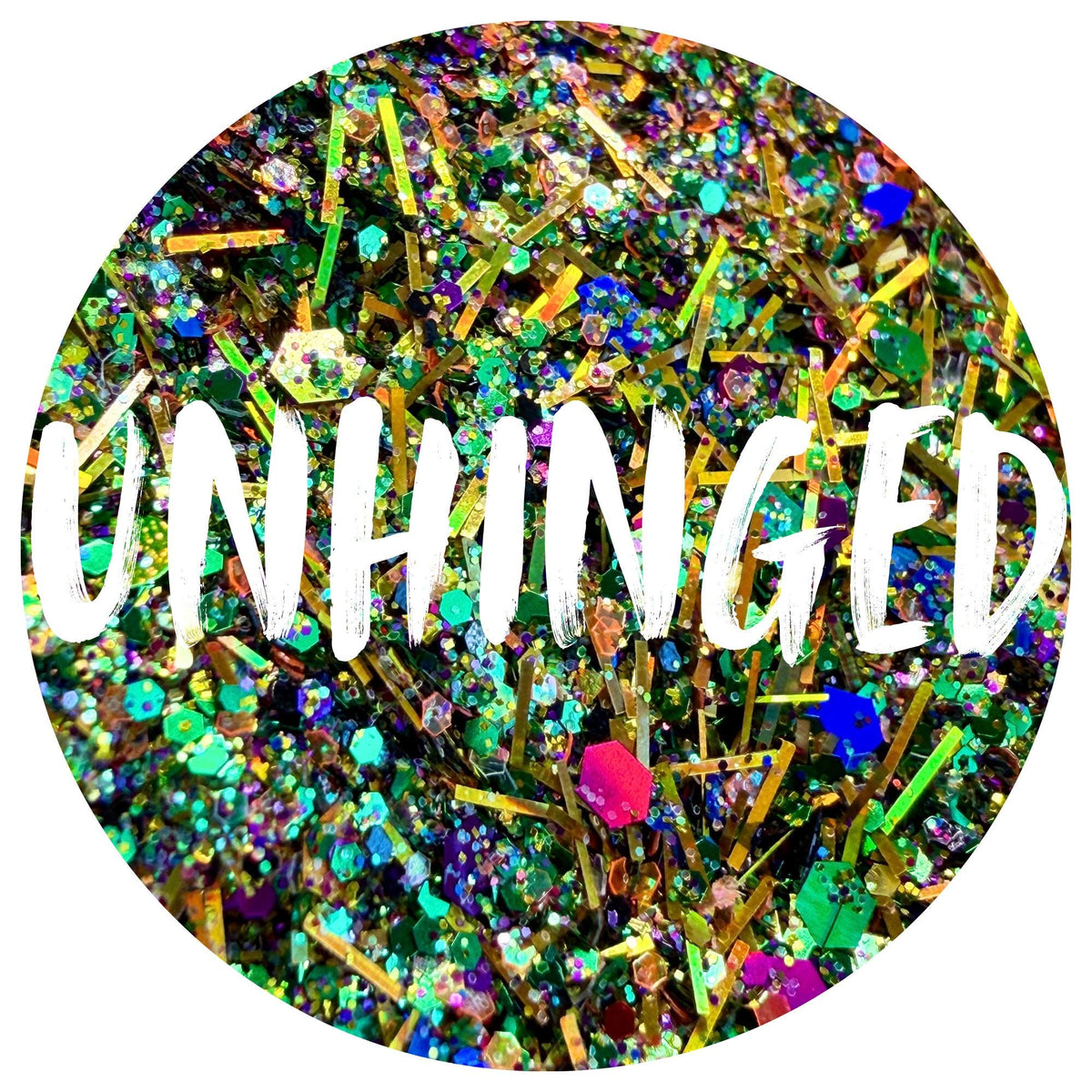 Unhinged | Handmade Custom Glitter Mix | Fine, Chunky, Holographic & Specialty Glitter | Craft Glitter | .5 oz, 1 oz, 2 oz