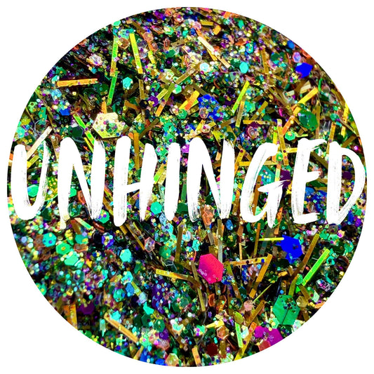 Unhinged | Handmade Custom Glitter Mix | Fine, Chunky, Holographic & Specialty Glitter | Craft Glitter | .5 oz, 1 oz, 2 oz