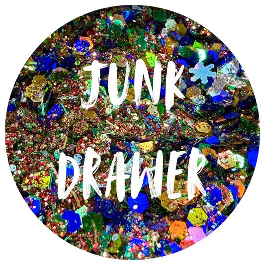 Junk Drawer | Handmade Custom Glitter Mix | Fine, Chunky, Holographic & Specialty Glitter | Craft Glitter | .5 oz, 1 oz, 2 oz